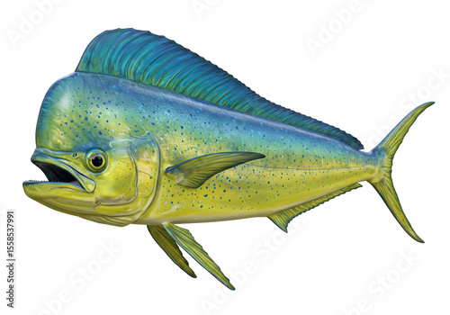 Isolated Vibrant Mahi-Mahi Fish Illustration