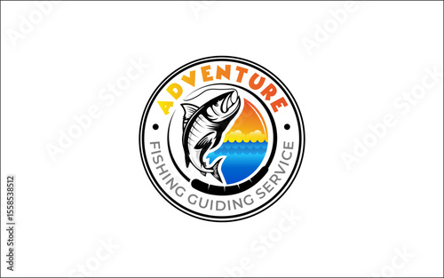Illustration vector graphic of a fishing logo design template