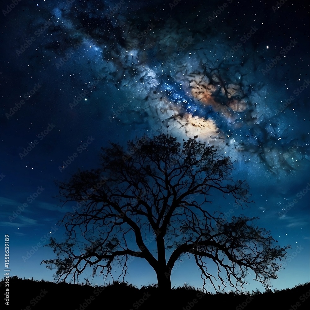 Naklejka premium tree in the night