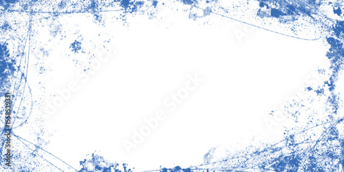 Blue Winter Frame with Grunge Texture Overlay. Abstract ice skating backdrop. Retro background with torn, ice marks perfect for cards, web, print, covers