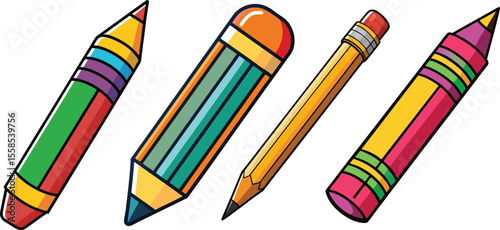 Pencil Vector Illustration, Yellow pencil icon Flat vector illustration, pencil silhouette icon vector, Trendy modern vector illustration isolated on white