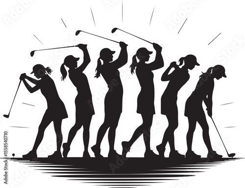 golf girl silhouettes