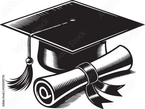 hat with diploma flat icon for apps and websites