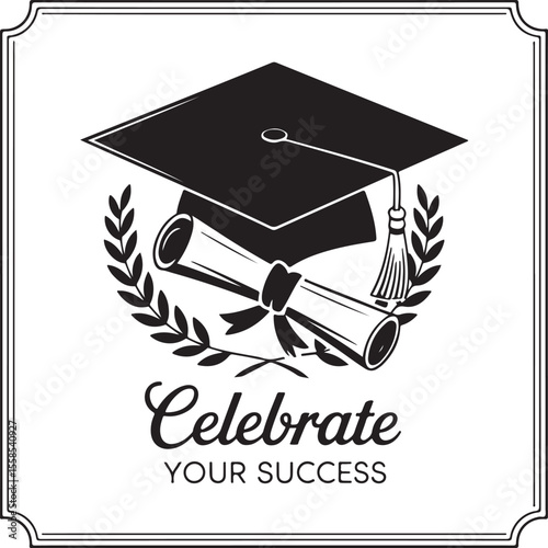 hat with diploma flat icon for apps and websites