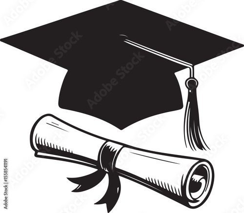 hat with diploma flat icon for apps and websites