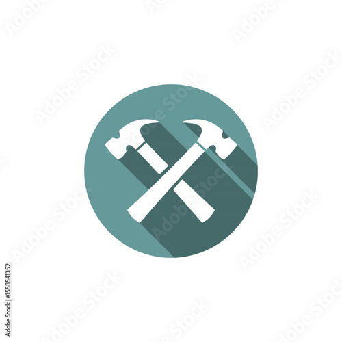Construction Tools Crossed Hammers Icon Design - DIY, Repair, and Building