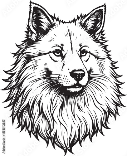 Magnificent Wolf Portrait: A majestic wolf's head, rendered in stunning detail, embodies strength and wild grace, captured in a captivating artistic depiction.