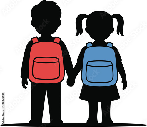 Man girl students classmates pictogram icon