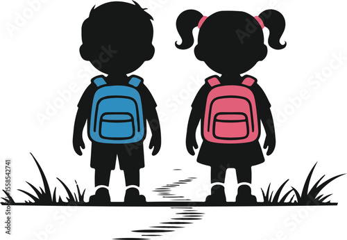 Man girl students classmates pictogram icon