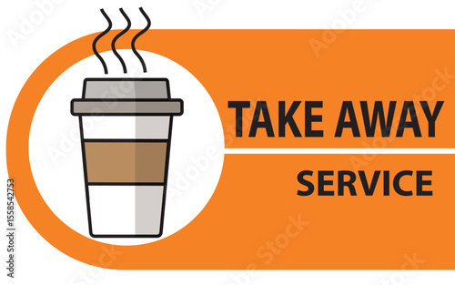 Coffee take away service sign for sticker, badge, label  at coffee shop.vector