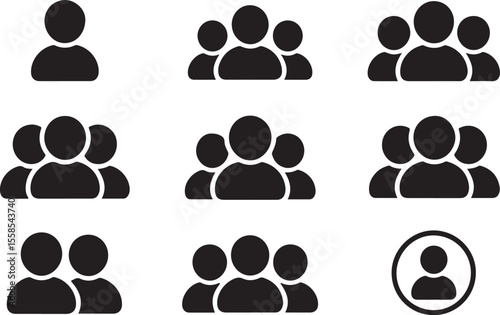 People group icon set team worker user. Employee people group icon team staff. User profile symbol. Group of people or group of users. Persons symbol. Vector.