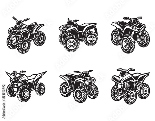 set of quad bike icon silhouette vector illustration