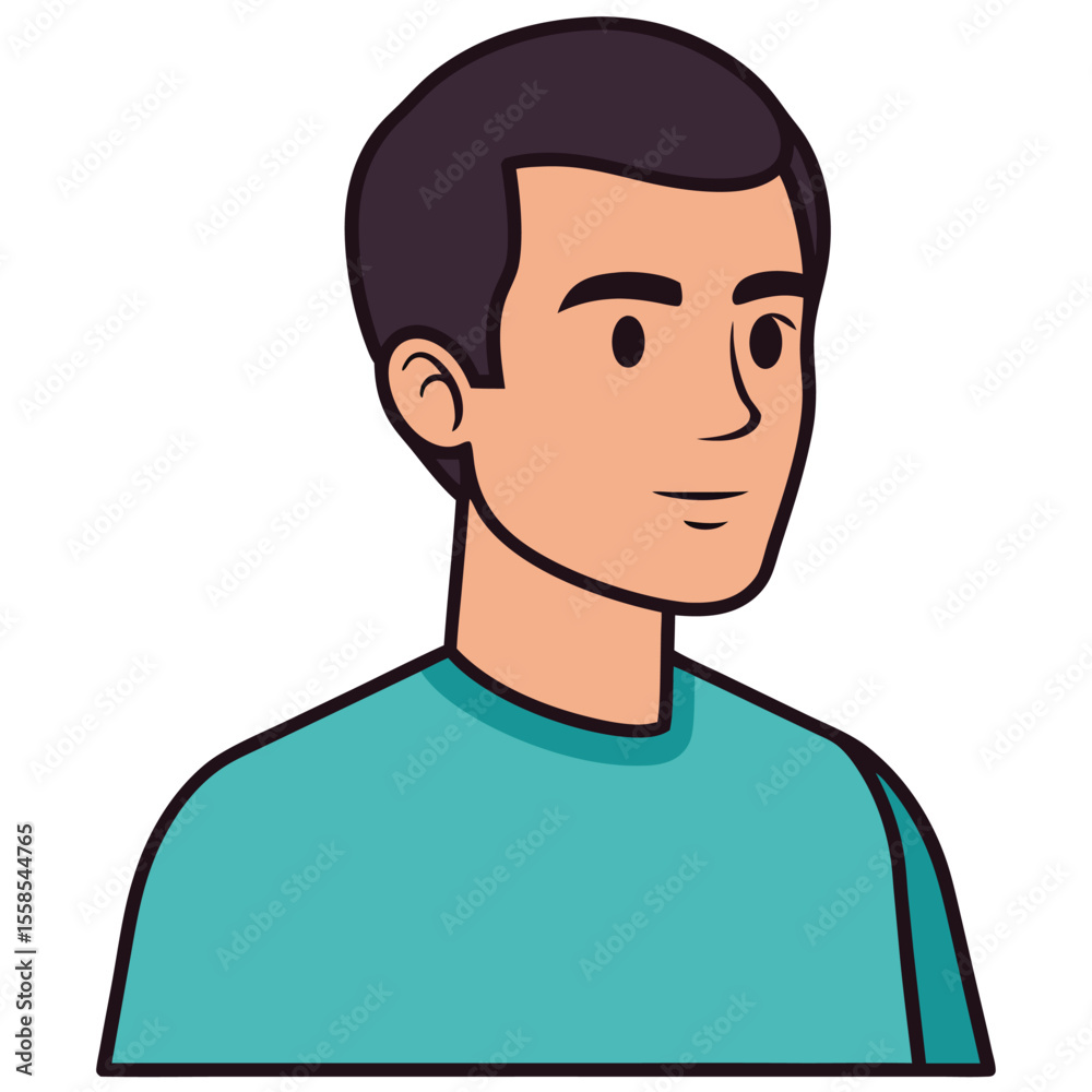 Flat Vector Illustration Teal Shirt Man Avatar icon Flat Vector Illustration Teal Shirt Man Avatar icon
