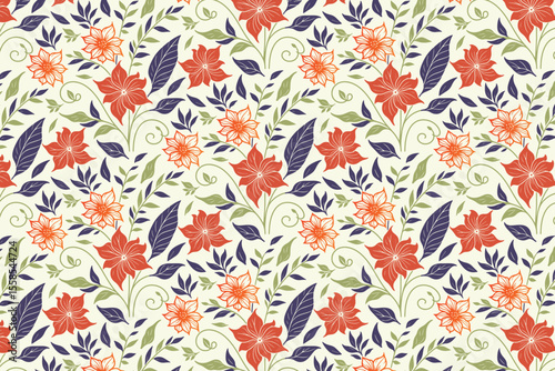 sketchy flower and cotton pattern with artistic seamless repetition ideal for textile surface design and fashion wear

