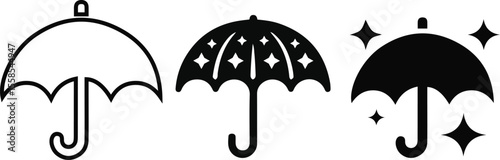 Umbrella Icons Set. Umbrella Vector Silhouettes.