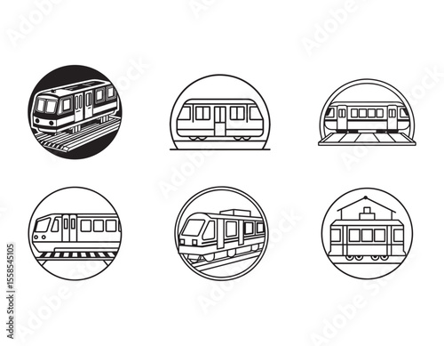 Subway Train Silhouette Icon – Black Metro Shape on White Background
