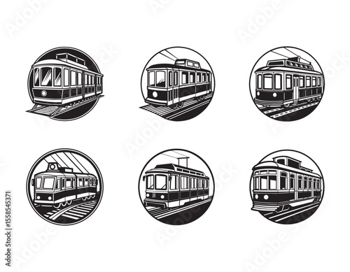 Subway Train Silhouette Icon – Black Metro Shape on White Background