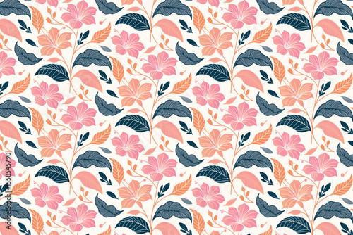 artistic seamless pattern of flowers with abstract line art and rose outlines for wrapping paper and fashion design projects

