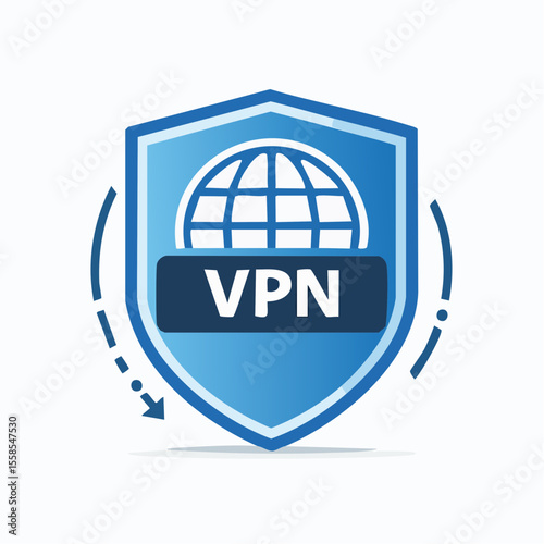 Digital Shield: A conceptual graphic showcasing the concept of a Virtual Private Network (VPN) represented by a stylized shield and globe, symbolizing secure and private online access.
