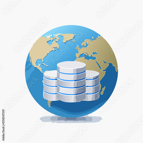Global Data Storage: A visual representation showcasing data storage integrated with a globe, highlighting global data management and information technology.