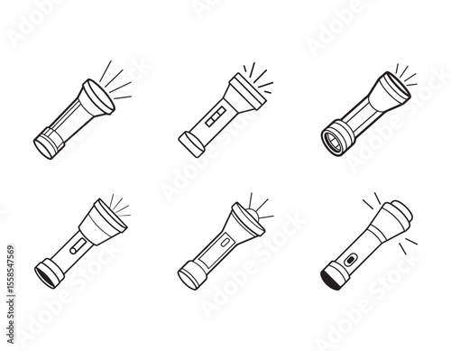 flashlight icon line art vector illustration