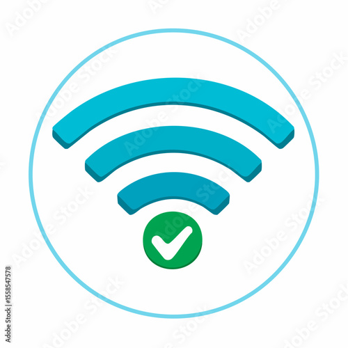 Wi-Fi Connection Established: An emblem of seamless digital connectivity, this image features a Wi-Fi symbol with a prominent checkmark, symbolizing a reliable and secure network connection.