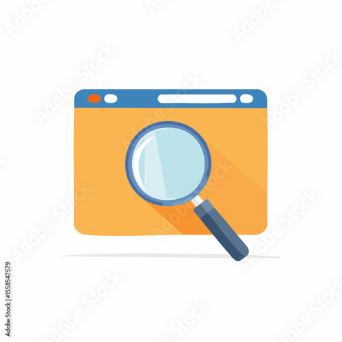 Digital Search: A magnifying glass hovering over a digital window, highlighting the act of researching or seeking information within a virtual setting. 