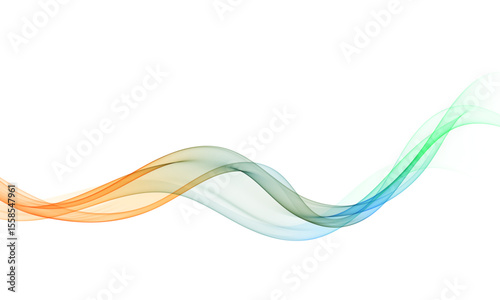 Vibrant colorful abstract wave on white background, dynamic flowing design for banners, presentations and modern graphic projects.