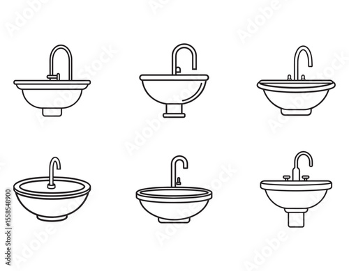 bathroom sink icon line art  vector illustration