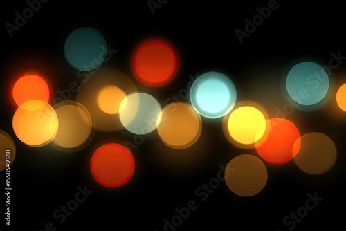 Abstract bokeh of colorful lights on a black background