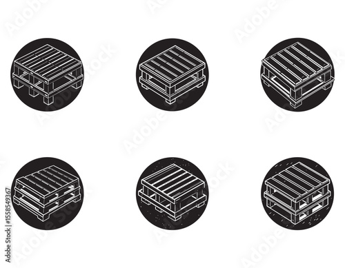 set of pallet icon silhouette vector illustration
