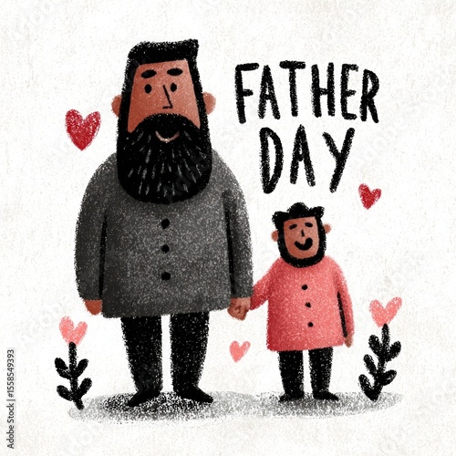 Father's Day design with father and child pinky swear and heart decorations