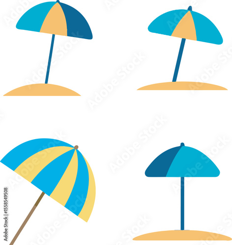 set of beach umbrellas