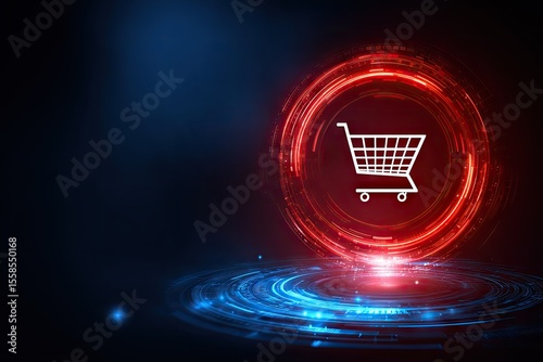 Abstract digital shopping cart icon
