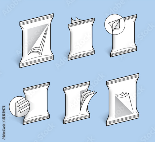 Set icons for example of a multilayer flexible packaging film structure for recycling. The outline icons are well scalable and editable. Great for infographic. EPS10.