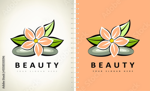 Spa salon logo vector. Flower and leaves design