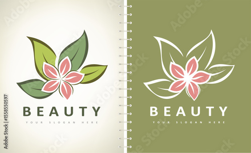 Spa salon logo vector. Flower and leaves design