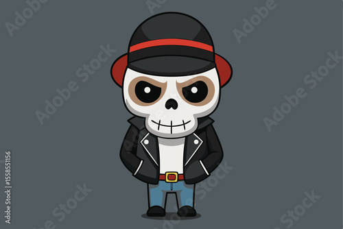 Cartoon 3D vector illustration of a masked superhero character with a gun, a smiling ninja, or a business thief icon
