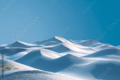 A white sand dunes, clear blue sky. Generative AI