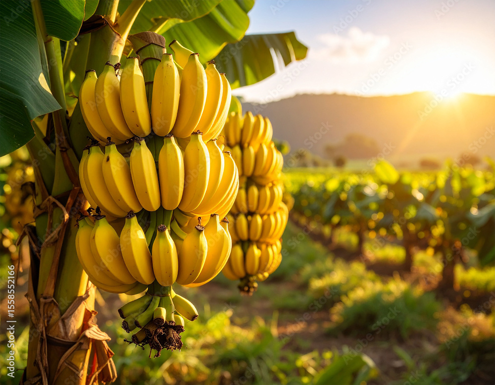 Naklejka premium Bananas that have ripened on the tree