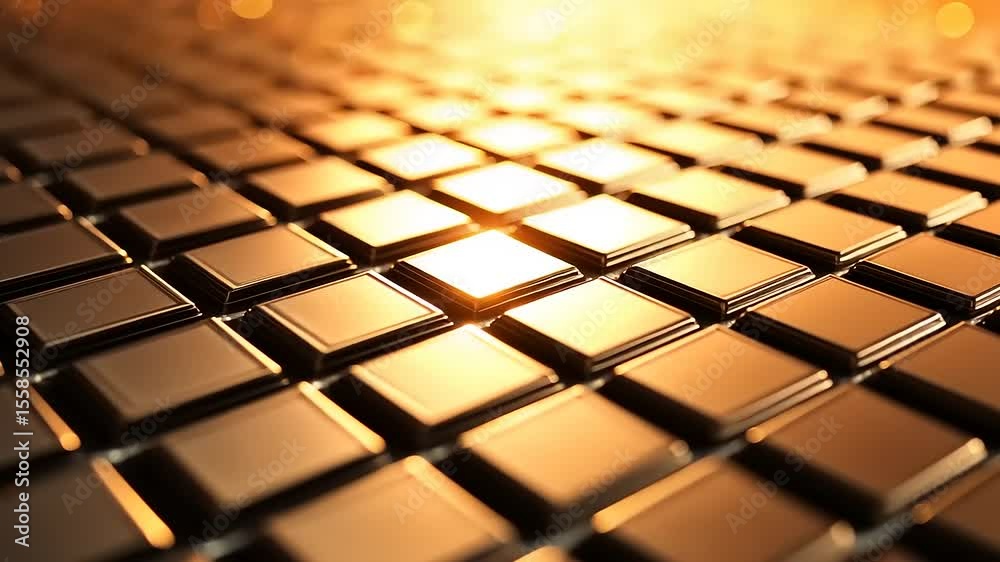 Illuminated Grid: Abstract Visualization of Interconnected Metallic Squares