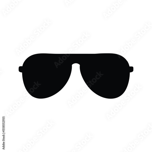 Stylish black sunglasses with a sleek design are isolated on a white background, perfect for summer fashion and sun protection sunglasses silhouette vector icon illustration