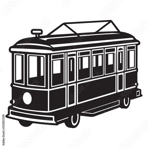 vintage tram isolated on white