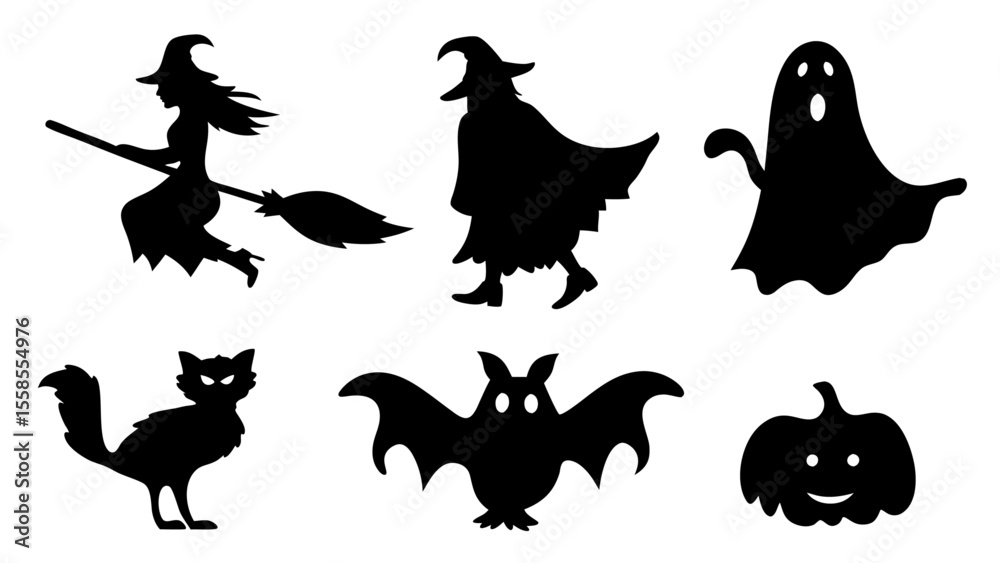 Fototapeta premium Set of silhouette halloween item