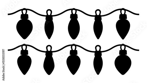 Set of christmas bulb silhouette vector art