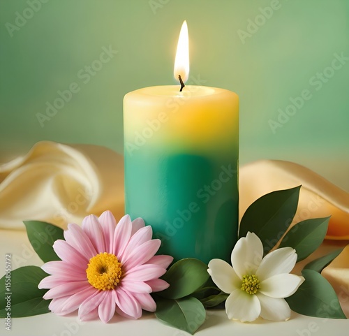 candle and flower
