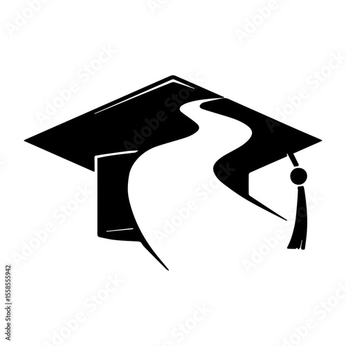 Graduation hat road logo