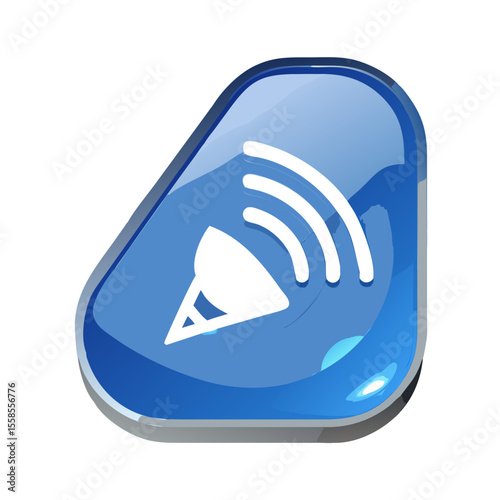 blue glossy button with rss symbol