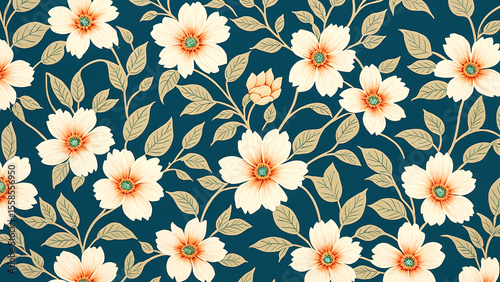A Detailed Vintage Floral Pattern On A Textured Fabric Background Featuring Flowers. Ideal For Design Projects, Craft Work, Or As Wallpaper Inspiration.