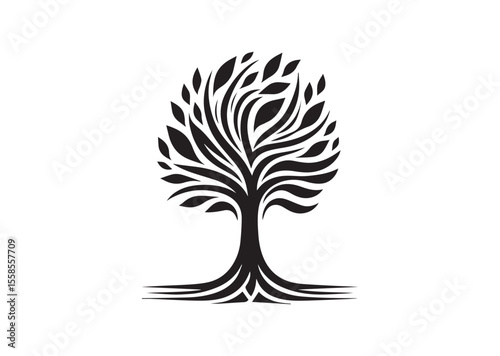 Abstract tree Silhouette Black Vector Illustration